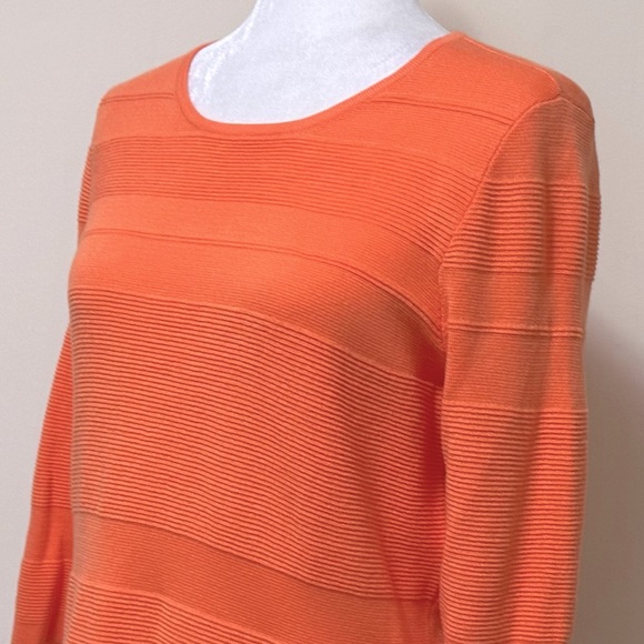 Belford NEW Orange Soft Pima Cotton Scoop Neck Front 3/4 Sleeves Pullover Top S - Picture 7 of 16